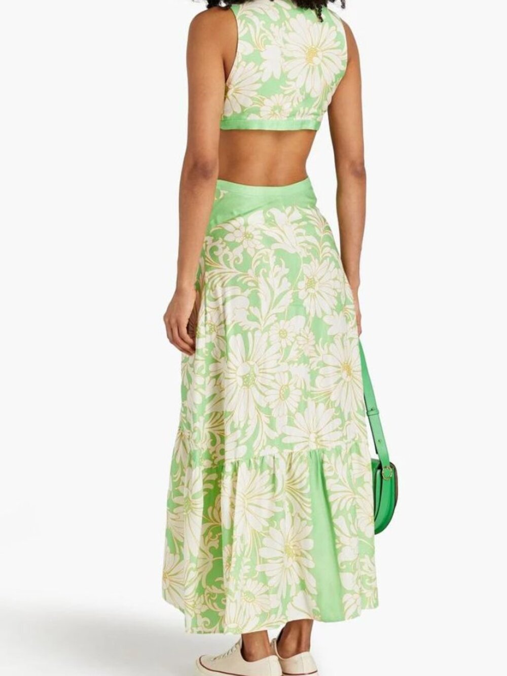 SANDRO Ludmila Cutout Floral Linen Satin-twill Maxi Dress $490 Summer Party 10 L - Picture 7 of 16